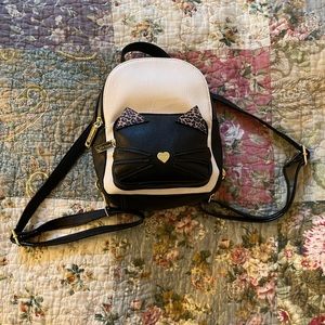 Betsey Johnson Mini Cat Backpack Black White Women Girls